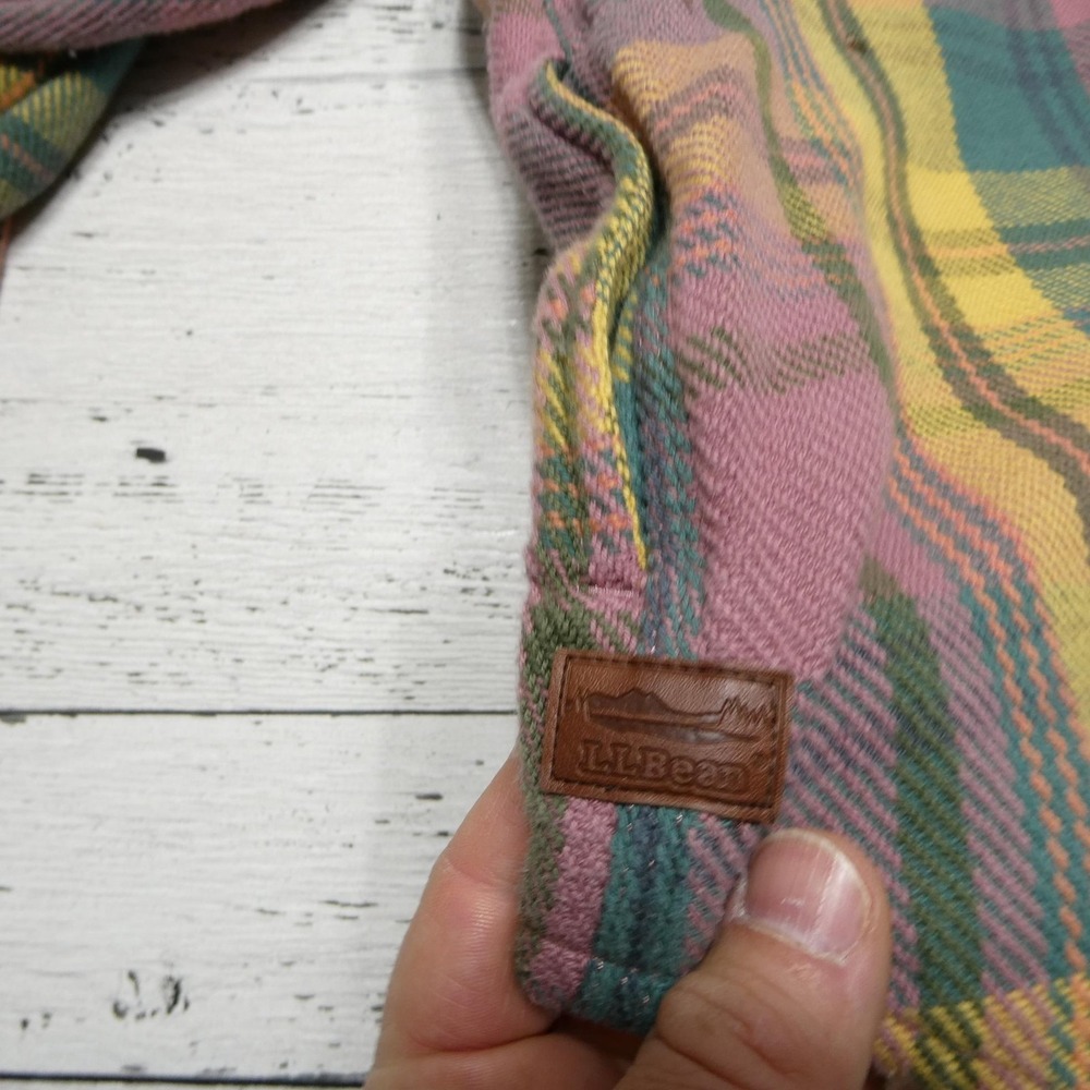 L.L. Bean Shirt Womens XL Multicolor Madras Plaid Flannel Cotton Twill - Picture 5 of 9
